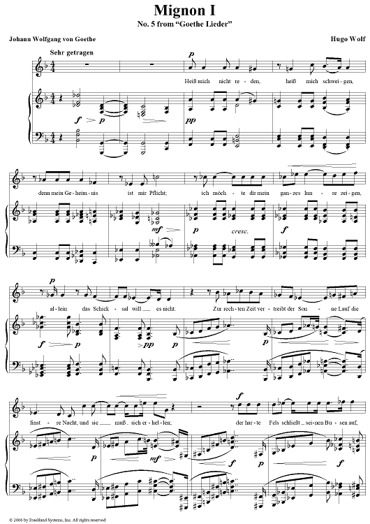 Mignon I, No. 5 from "Goethe Lieder"