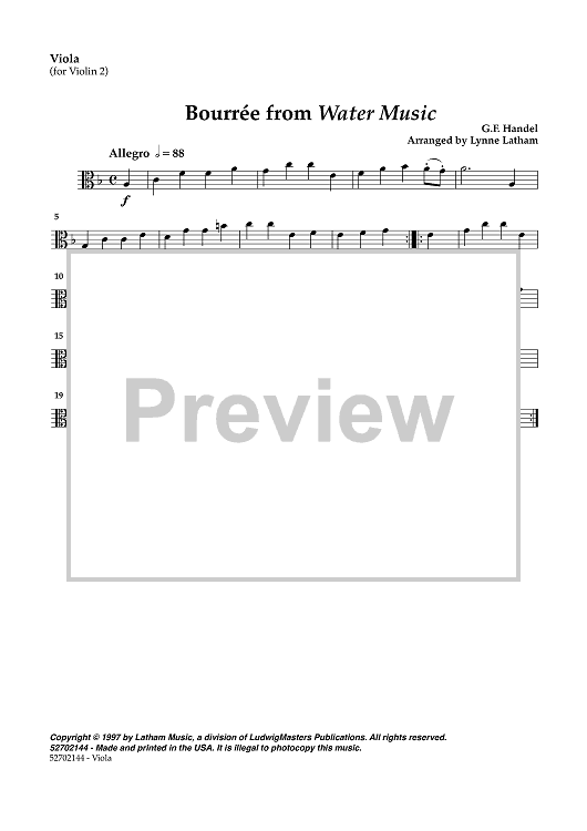 Bourée from Water Music - Viola