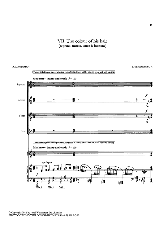 The Colour of His Hair (soprano, mezzo, tenor & baritone)