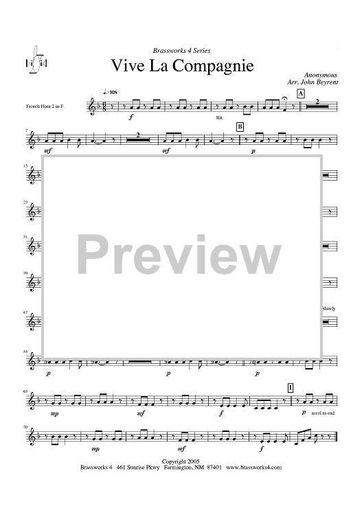 Vive La Compagnie - Horn 2 in F