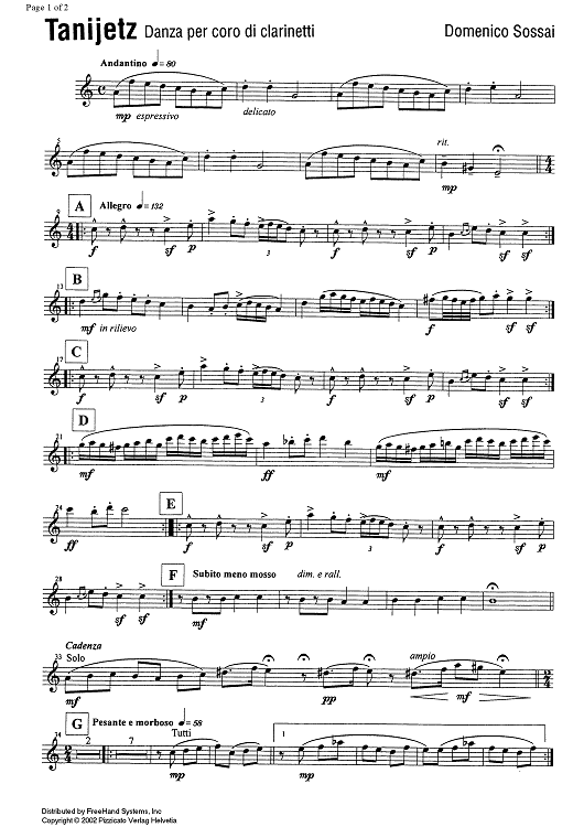 Tanijetz - B-flat Clarinet 1