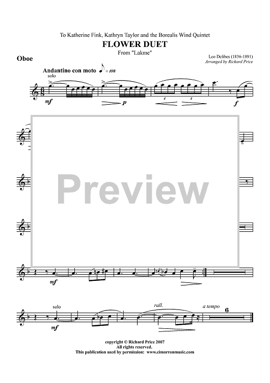 Flower Duet - from "Lakme" - Oboe