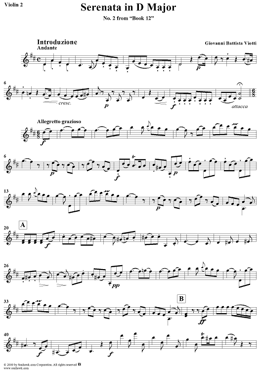 Serenata No. 2 in D Major - Violin 2