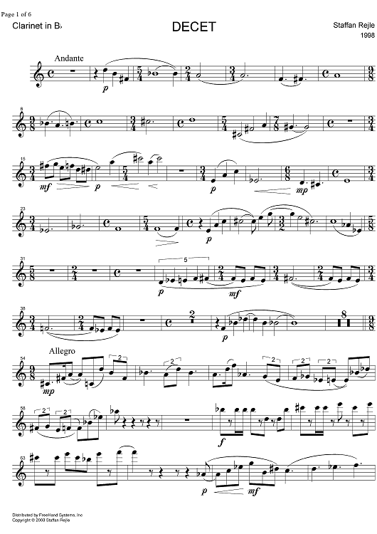 Decet - Clarinet in B-flat