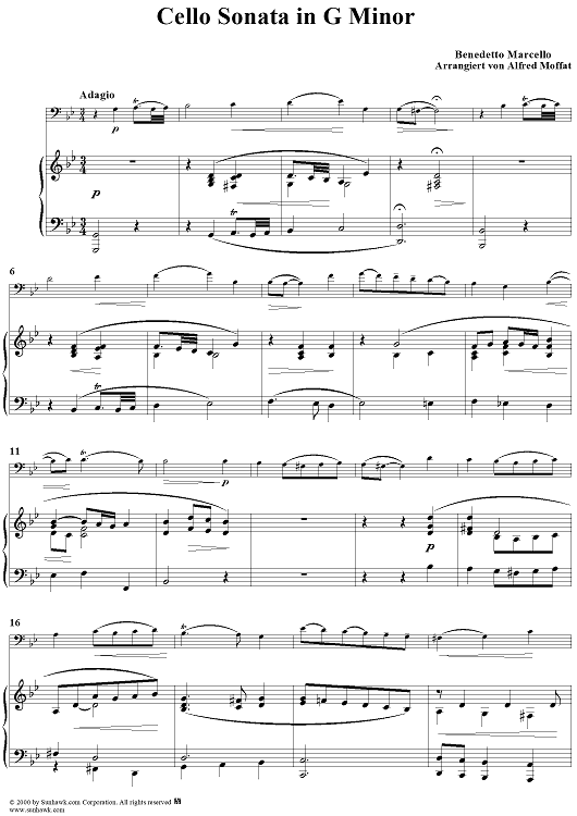 Cello Sonata in G Minor - Piano Score