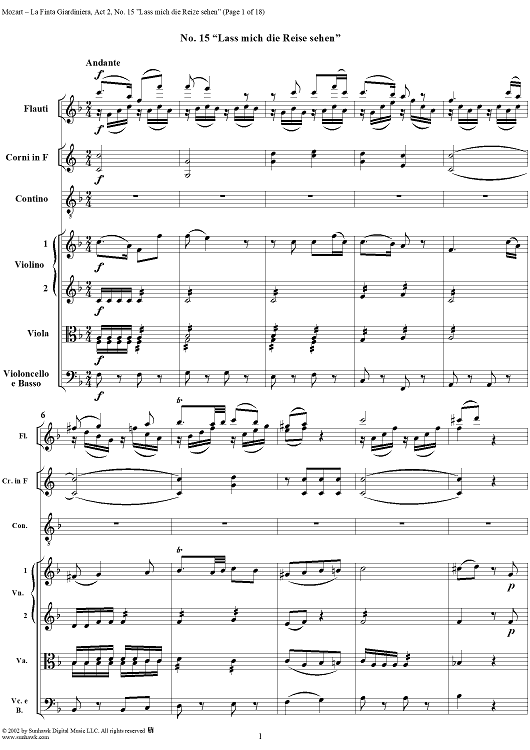La Finta Giardiniera, Act 2, No. 15 "Lass mich die Reize sehen" (Aria) - Full Score