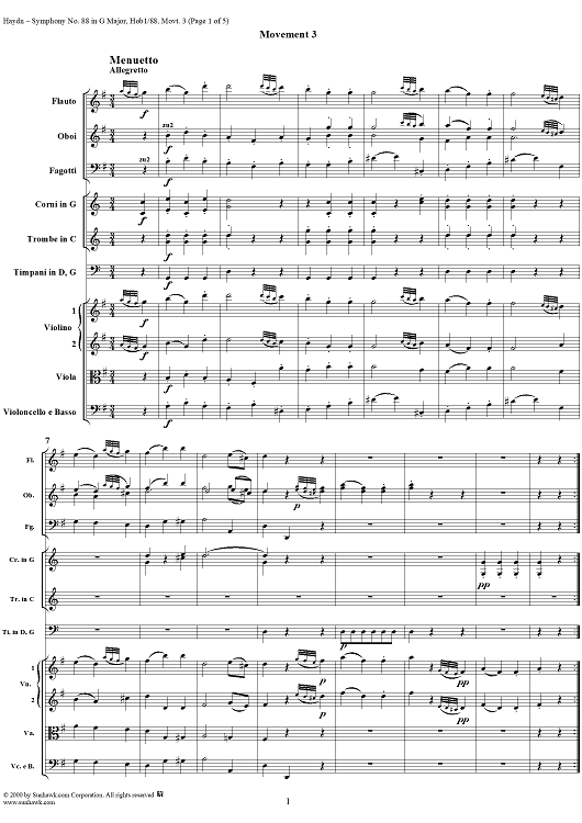 Symphony No. 88 in G Major  movt. 3  - Hob1/88 - Full Score