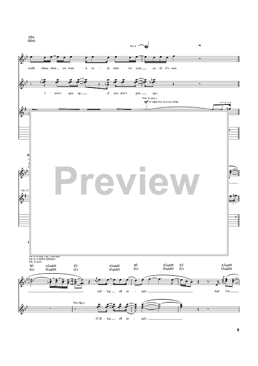 Calling All Angels" Sheet Music by Train for Guitar Tab Sheet Music Now