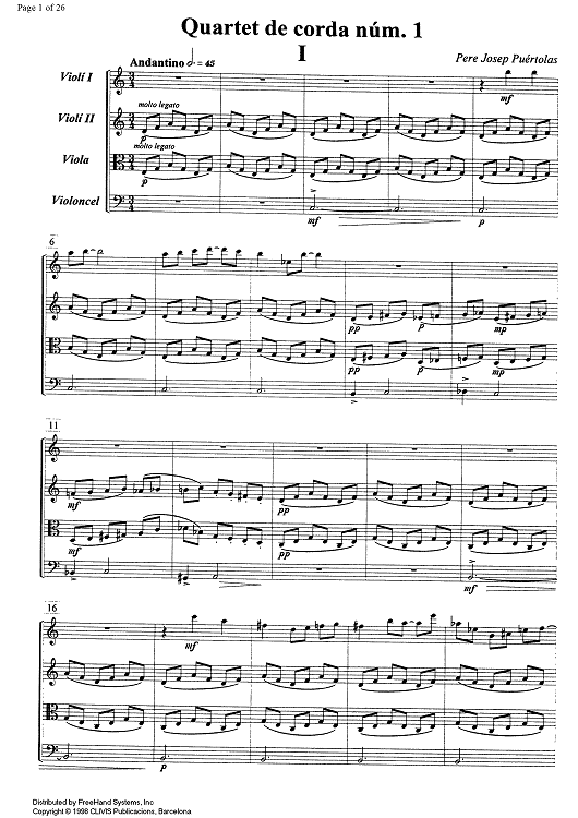 String quartet No. 1 - Score