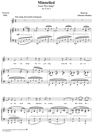 Minnelied - No. 5 from "Five Songs" Op. 71
