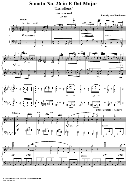 Piano Sonata No. 26 in E-flat Major, Op. 81a