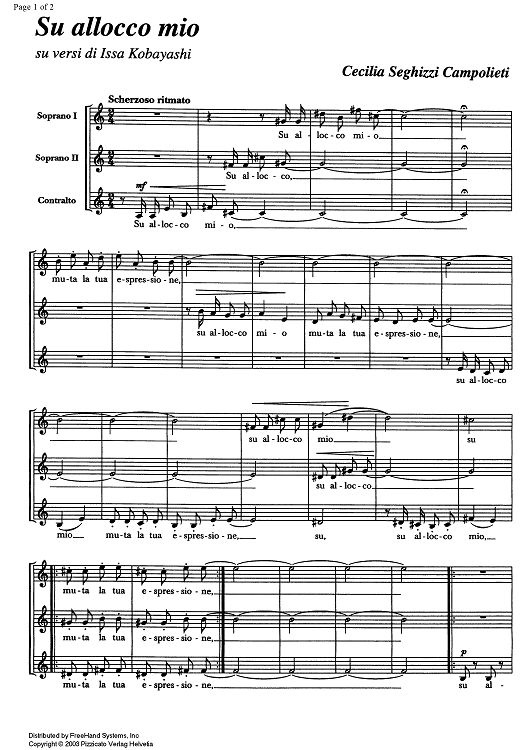 Su allocco mio - Score
