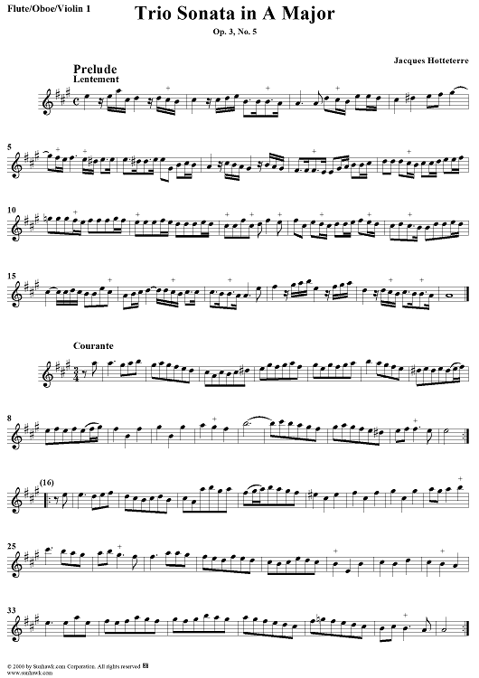 Trio Sonata in A Major, Op. 3 No. 5 - Flute/Oboe/Violin 1