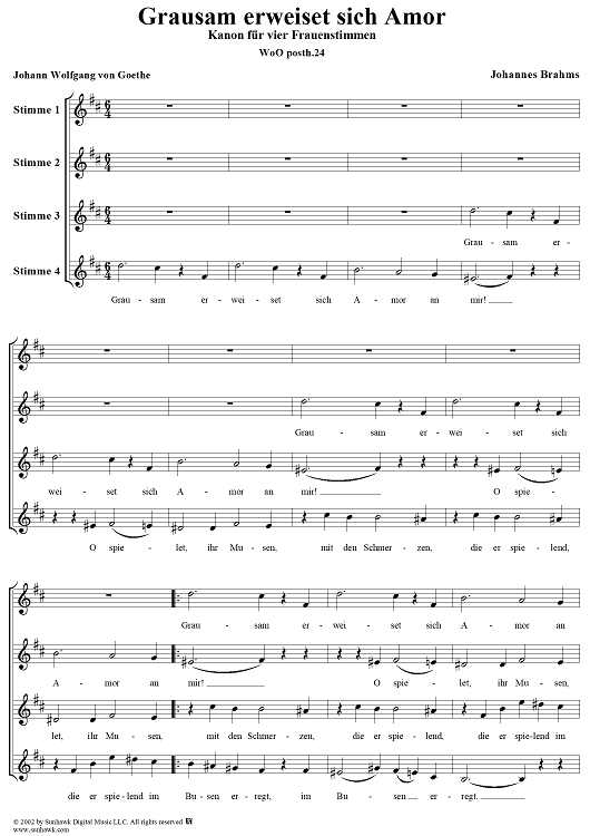Grausam erweiset sich Amor, WoO posth. 24