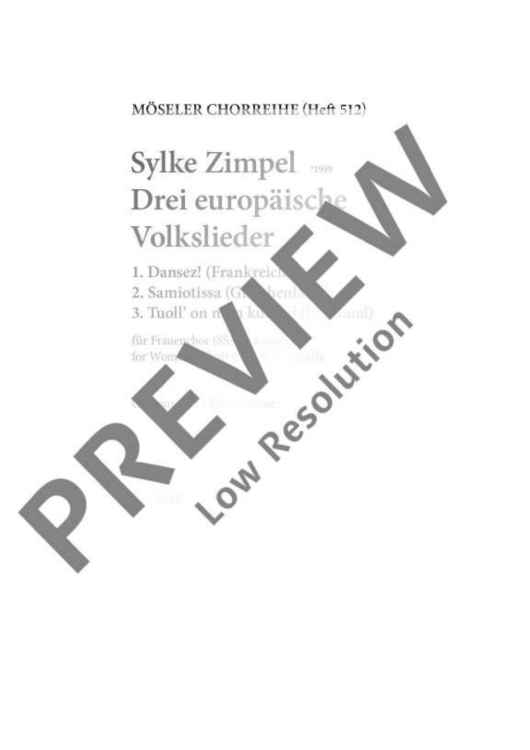 Three European folksongs - Choral Score