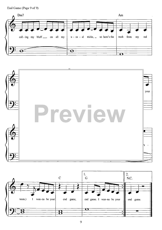 End Game" Sheet Music by Taylor Swift for Easy Guitar Tab/Vocal -  Sheet Music Now