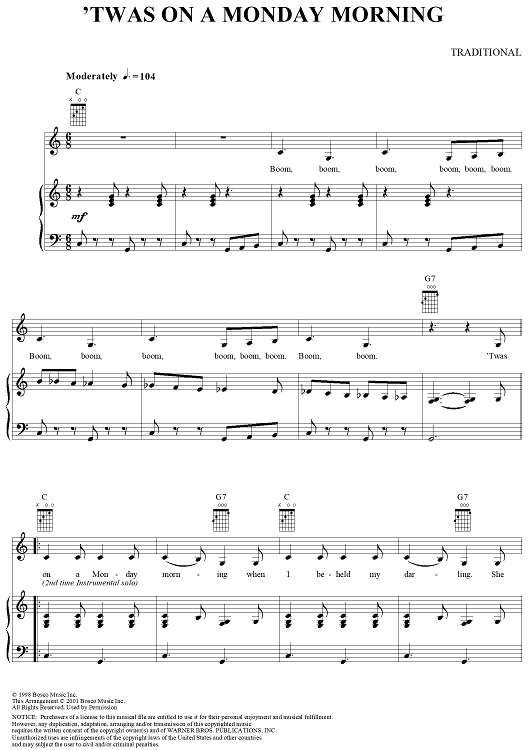 'Twas on a Monday Morning