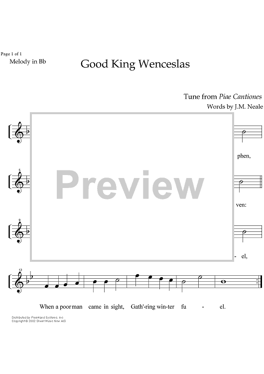Good King Wenceslas - B-flat Instrument