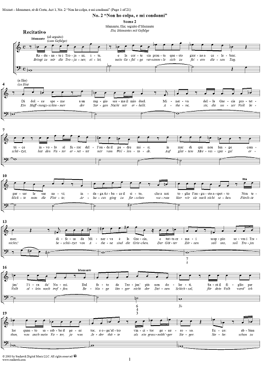 Idomeneo, rè di Creta, Act 1, No. 2 "Non ho colpa, e mi condanni" - Full Score