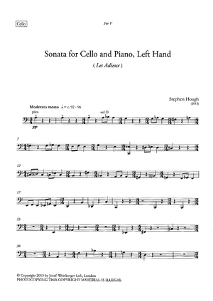 Sonata for Cello and Piano, Left Hand (Les Adieux) - Cello