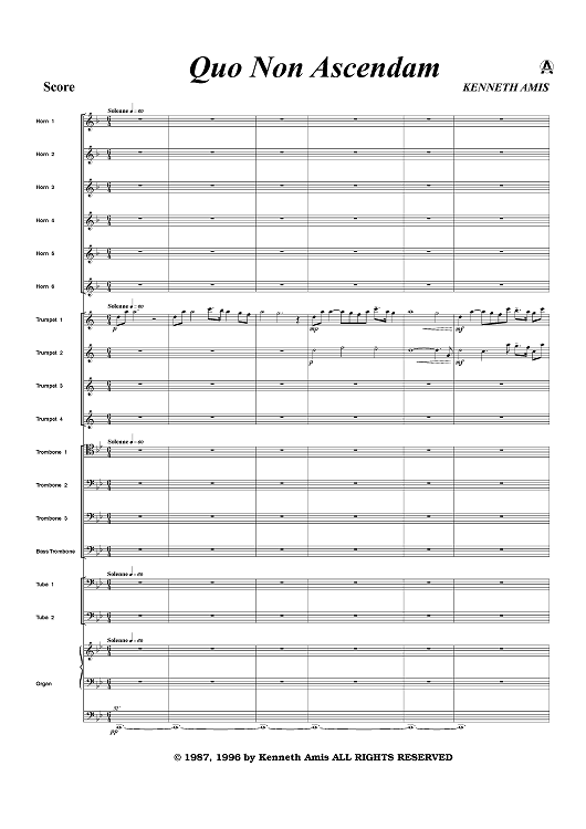 Quo Non Ascendam - Score