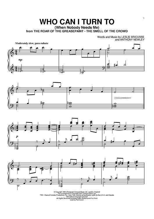 Who Can I Turn To (When Nobody Needs Me)