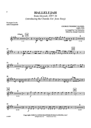 Hallelujah - from "Messiah", HWV 56 (introducing the Chorale "Ein' feste Burg") - Trumpet 2 in Bb