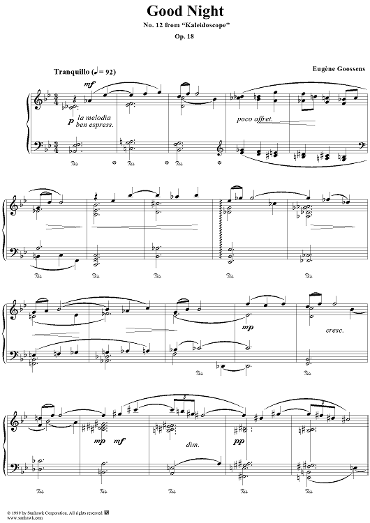 Good Night - No. 12 from "Kaleidoscope" Op. 18