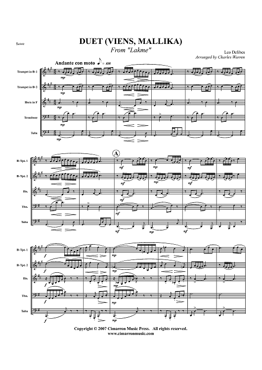 Duet from Lakme - Score