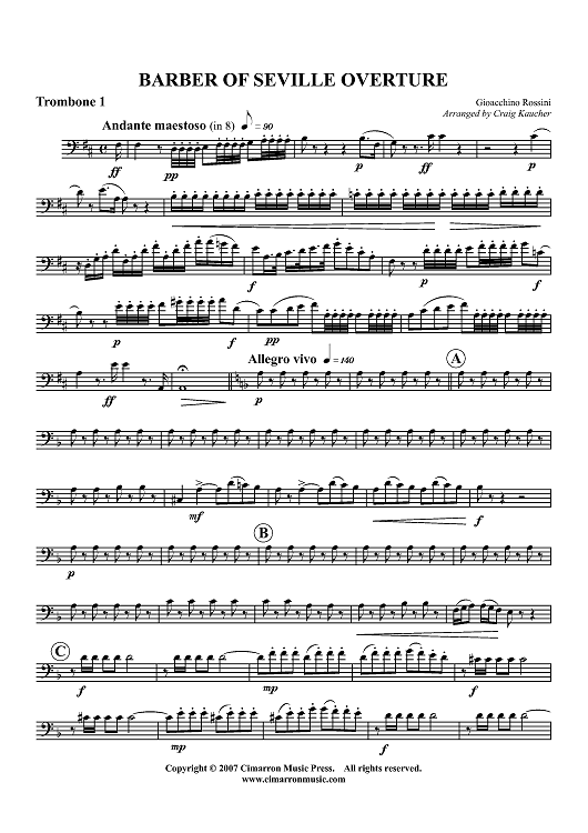 Barber of Seville Overture - Trombone 1 (opt. F Horn)