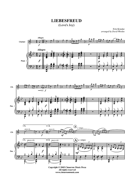 Liebesfreud - Piano Score