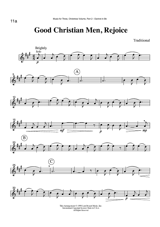 Good Christian Men, Rejoice - Part 2 Clarinet in Bb