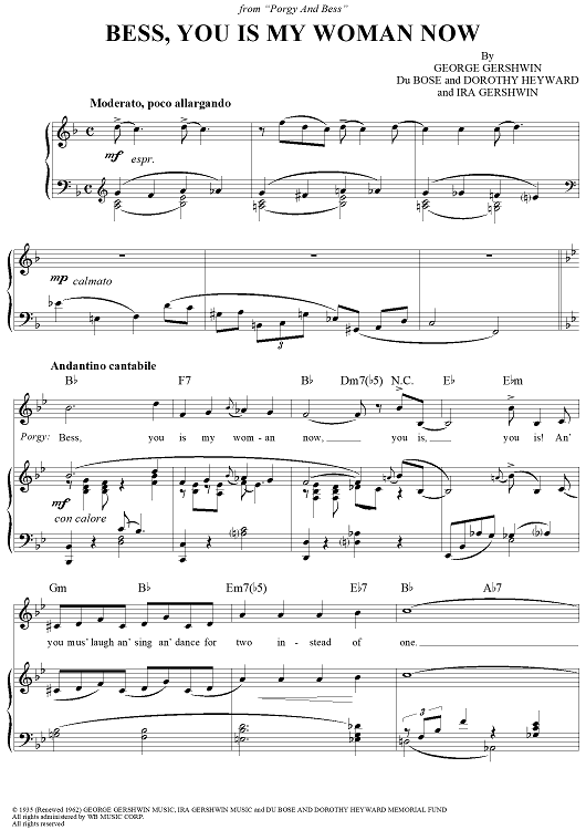 Bess, You Is My Woman Now