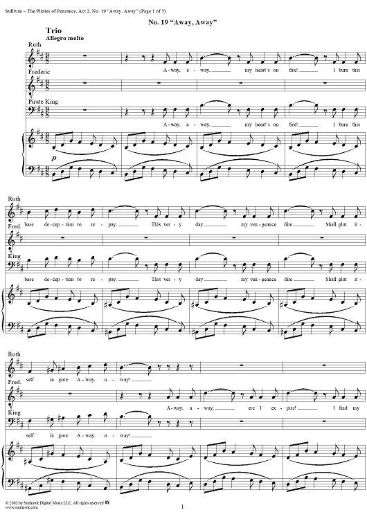 The Pirates of Penzance - Act II, No. 19: Away, away - Vocal Score