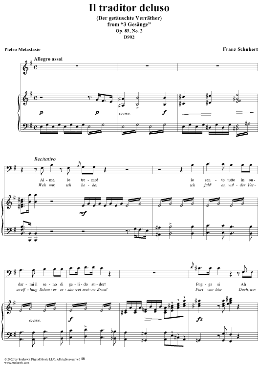 3 Gesänge Op.83, No. 2 - Il Traditor deluso II, D902
