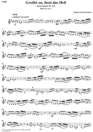 "Greifet zu, fasst das Heil", Aria, No. 4 from Cantata No. 174: "Ich liebe den Höchsten von ganzem Gemüte" - Violin