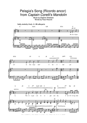 Pelagia's Song (Ricordo ancor)  from Captain Corelli's Mandolin
