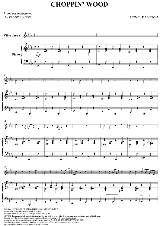 Choppin' Wood - Piano Score