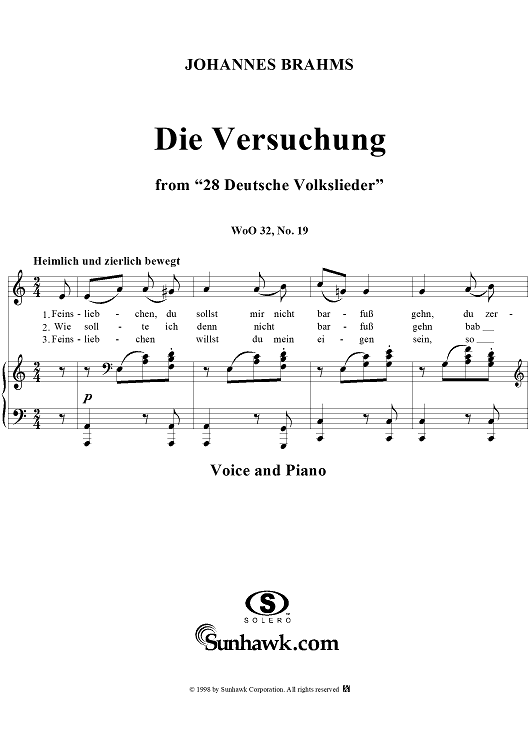 Die Versuchung - No. 19 from "28 Deutsche Volkslieder" WoO 32