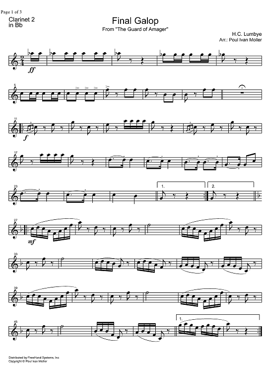 Final Galop from the Guard of Amager - B-flat Clarinet 2
