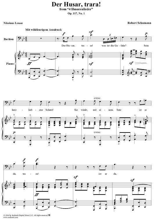 4 Husarenlieder, Op. 117, No. 1: Der Husar, trara!