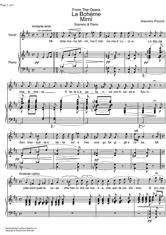 Mimi Aria from La Bohème