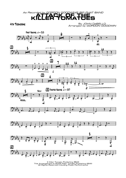 The Best of Chet Atkiemns 楽譜 Attack of the Killer Tomatoes - Trombone 4