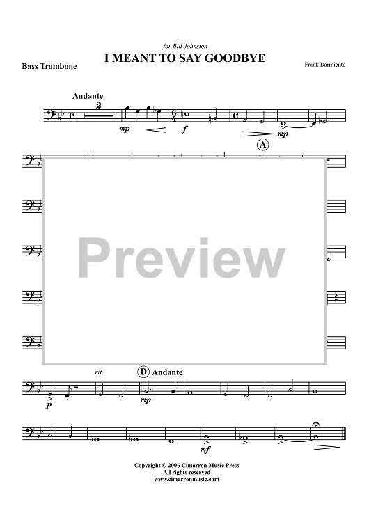 I Meant to Say Goodbye - Bass Trombone