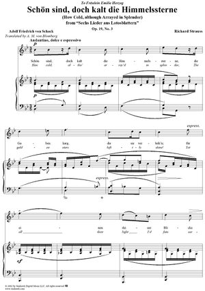 Six Lieder aus Lotosblattern, Op.19, No. 3: Schön sind, doch kalt die Himmelssterne (How cold, although arrayed in splendor)