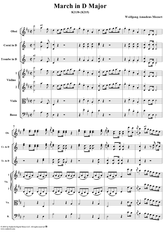 March in D Major, K213b (K215) - Full Score