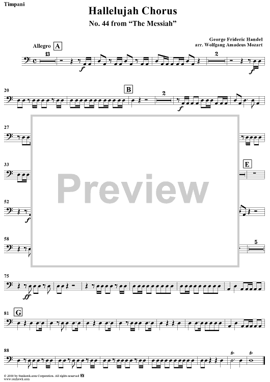 Hallelujah Chorus Timpani" Sheet Music for Chorus and Orchestra