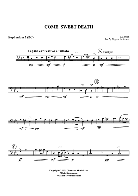 Come, Sweet Death - Euphonium 2 BC/TC