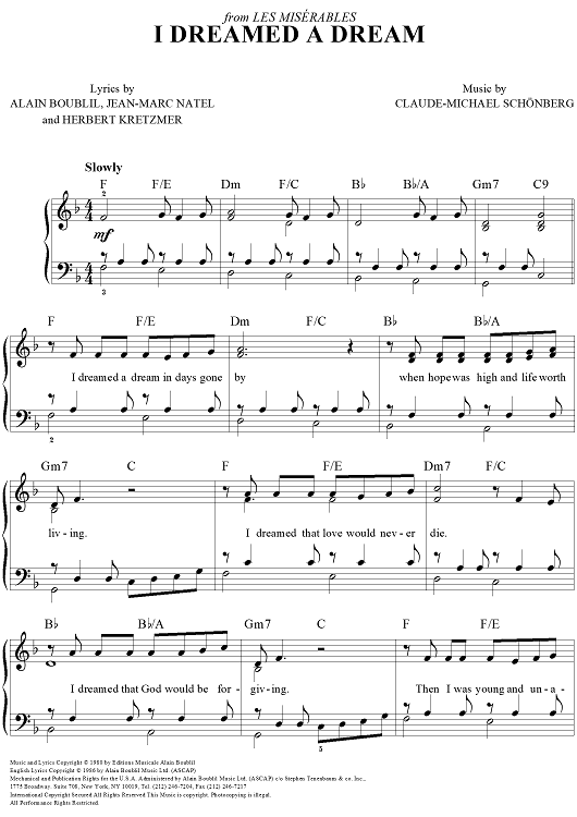 I Dreamed A Dream (J'avais Rêvé)