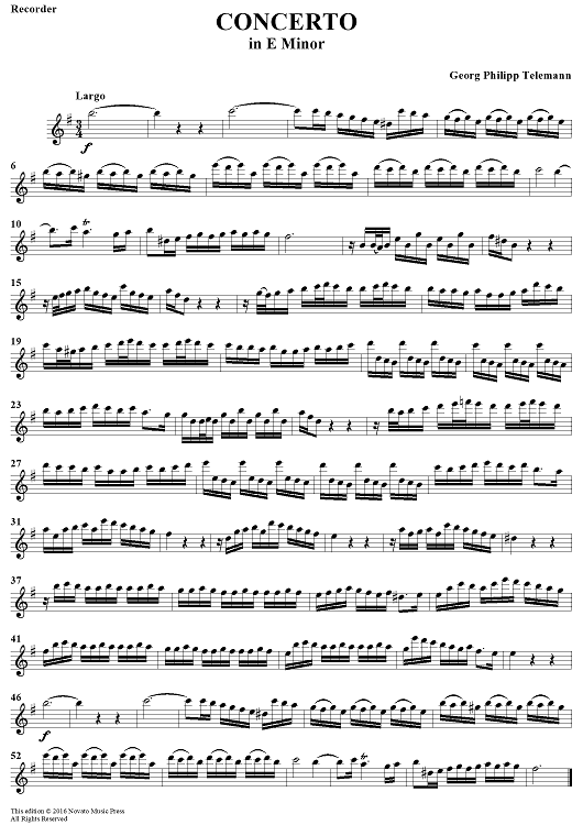 Concerto in E Minor for Recorder and Flute